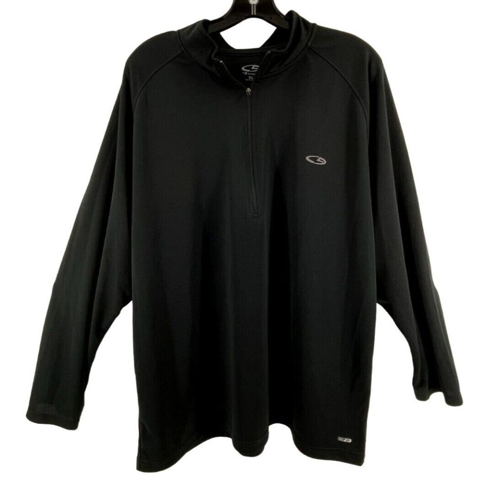 Champion Duo Dry Mens Black Long Sleeve Pullover Zipper Henley Shirt Size XL